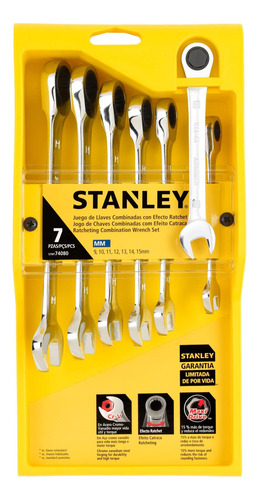 Juego 7 Llaves Combinadas Tipo Ratchet Stmt74080