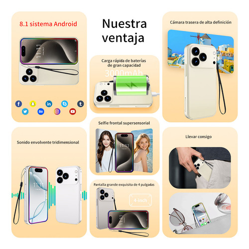 Teléfonos Inteligentes Android Baratos 3g Mini I17 Pro Max 4.0 En Ram 3gb Y Rom 32gb Gris