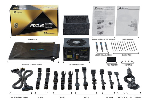 Fuente De Poder Seasonic Focus Gx-1000w 80 Plus Gold Modular