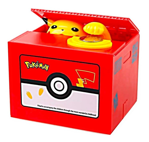 Alcancía Pokemon Pikachu 11cm Caja Roba Monedas Animada 