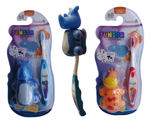 Packx2 Cepillo D Dientes Junior Animalito Para Niñas Y Niños