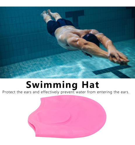 Gorro De Natación De Silicona Protección Para Los Oídos Rosa