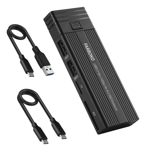  Caja Externa Nvme M.2 + Hub Usb 3.1 Gen 2 + Card Reader Sd