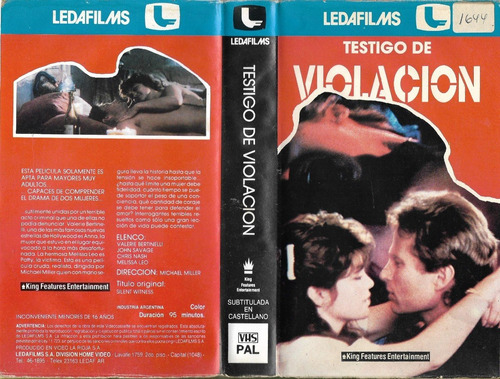 Testigo De Violacion Vhs Valerie Bertinelli Savage Ledafilms