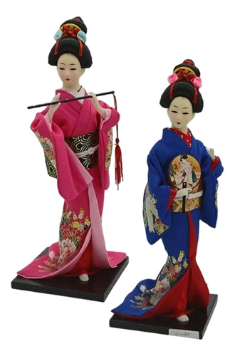 2 Piezas Figurita De Geisha Japonesa Decoración De Muñecas