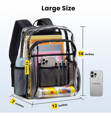 Mochila Escolar Grande Transparente De Tejido De Pvc Color