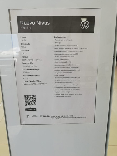 Nuevo Volkswagen Nivus Comfortline 200 Tsi At Borda