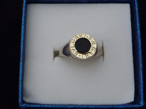 Anillo Bulgari En Plata Oro Y Onix | Cuotas sin interés