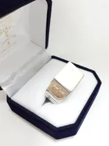 Comprar Anillo Plata Y Oro Sello Iniciales Hombre Con Coronas