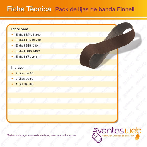 Imagen 3 de 4 de Pack De 5 Lijas De Banda 50 X 686 Einhell Th-us 240