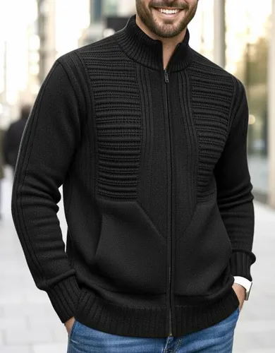 MLB 3829810022 Jaqueta Masculina Ziper Bolsos Blusa De Frio Grossa L Trico JM