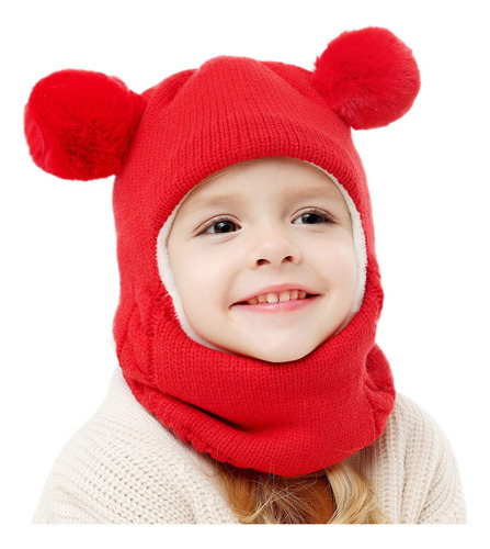 Conjunto De Gorro Con Bufanda Invernales Para Bebes Y Ninos,