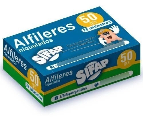 Alfileres Sifap Niquelados 28mm 1 Caja X50grs