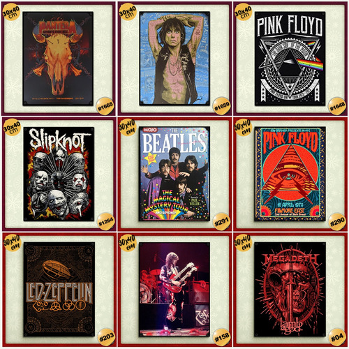 Pack De 5 Posters Rock - Ac/dc Guns Led Zeppelin Queen Floyd