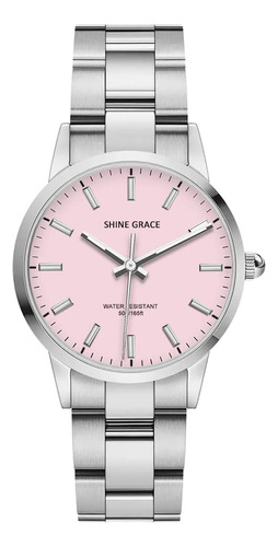 Shine Grace Reloj De Mujer Plateado Para Mujer, Resistente A