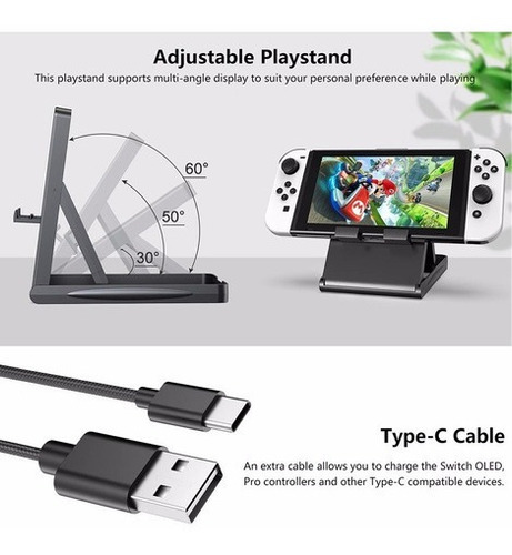 Imagen 5 de 8 de Funda De Kit De Accesorios Para Nintendo Switch Oled 17 En 1