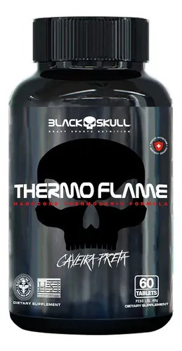 Termogênico Black Skull THERMO FLAME Caveira 360mg 60 Tabletes - Sem Sabor