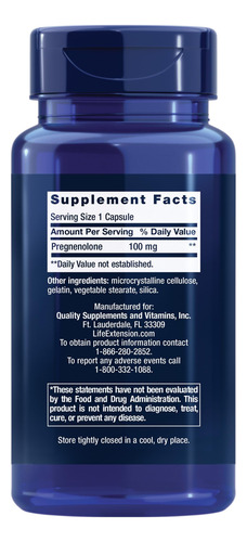 Suplemento Life Extension 7-keto Pregnenolona Cápsulas 150g