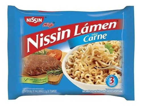 Macarrão Instantâneo Miojo Nissin Sabor Carne 85g Kit 10un