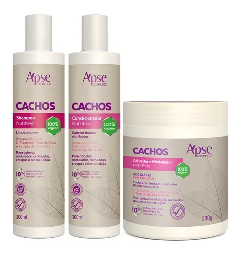 Kit Shampoo, Condicionador E Ativador Cachos - Apse 