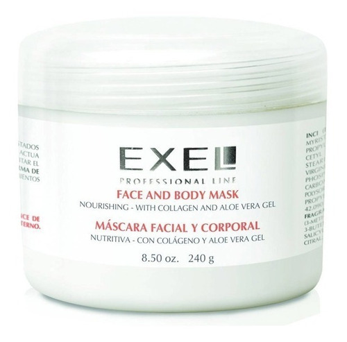 Mascara Facial Corporal Colageno Aloe Crema Exel X 250gr