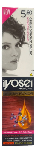 Tintura Iyosei Premium Color Crema Colorante X 45gr X 12 Uni Tono 5.60 Castaño Claro Rojo Intenso