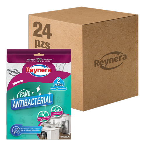 24 Piezas De Telas Paños Antibacterial Limpieza Reynera Color Blanco