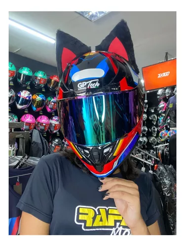 Orelhinhas de gato para capacete, feito com material plástico ABS Premium.  Cada orelhinha pesa 12 gramas, e já vai com fita dupla face fixa forte., By Gata do Asfalto