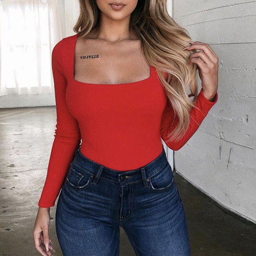 Blusa Con Cuello De Manga Larga Para Mujer, Camiseta Holgada
