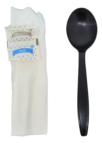 500 Kits Cuchara Sopera De Plástico Desechable Con Servillet