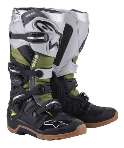 Bota Alpinestars Tech 7 Enduro Silver/verde-militar Novo