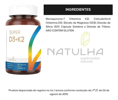 Suplemento en cápsulas Natulha Encapsulados Vitamina K2 x 1500g