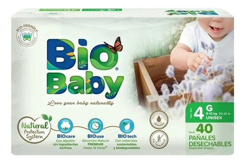 3 Pza Pañales Bio Baby Talla 4 Grande Unisex 40 Pzas