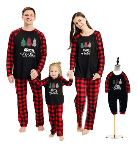 Familia De Pijamas Navideño Con Estampado De Árbol De Navid