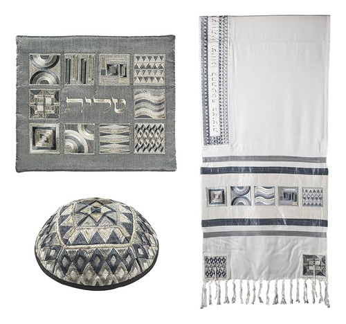 Yair Emanuel Tallit Prayer Shawl Set With Yarmulke And Talli