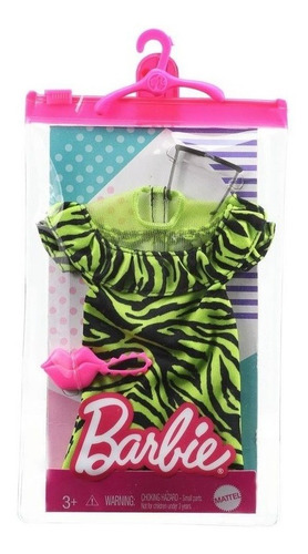 Imagem 2 de 2 de Roupa Da Barbie Vestido Verde Neon Animal - Ms