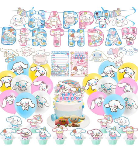 Set De Cumpleaños/cotillón De Cinnamoroll Decoración 