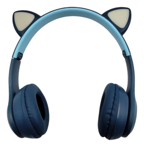 Auriculares Gaming Cat Ear Con Luces Rgb Y Micrófono Celeste