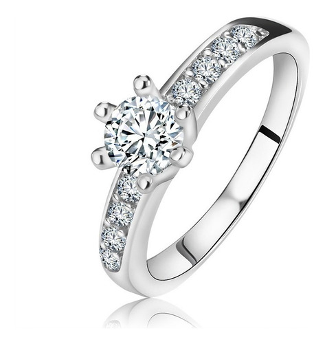 Imagen 2 de 10 de Anillo Compromiso Bañado Plata Zirconia Valentine
