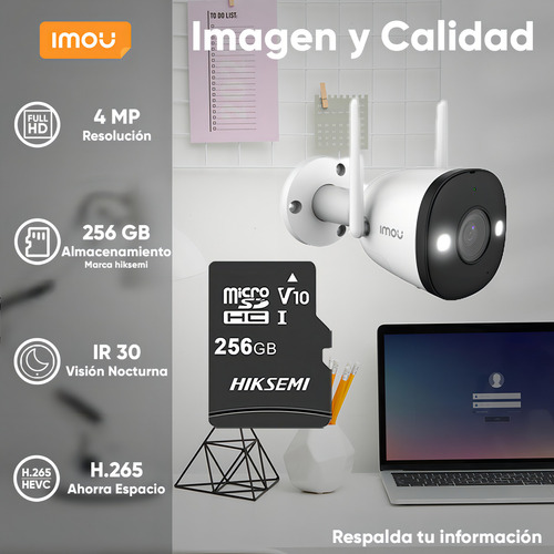 Imou Bullet F42fen-plus-256 Cámara Ip Bullet De 4mp Con Microsd 256gb Y Letrero Disuasivo Wifi Fullcolor Audio Dos Vías Disuasión Activa Estrobo Y Sirena Integrado 102° 2.8 Mm 30m Ir H.265 F42fen Ip67