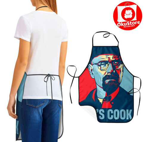 Mandil Breaking Bad Les't Cook Cocina Chef Asador Delantal Azul Marino Breaking Bad