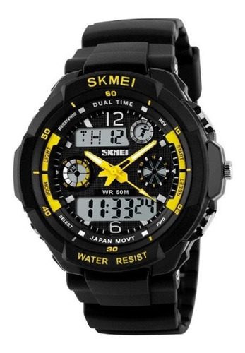 Relogio Esportivo Skmei Militar Amarelo Claro Digital Quartz