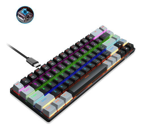 Teclado Mecánico Con Cable V800 68 Teclas Rgb