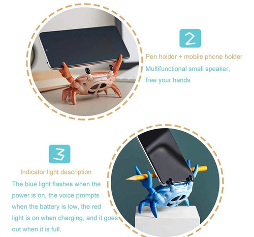 Mini Cangrejo Forma Bluetooth Bocina Teléfono Móvil /
