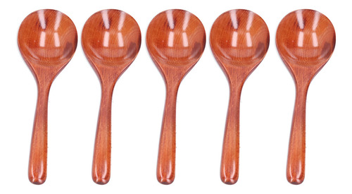 Cucharas De Sopa Dark Spoon De Madera Con Mango Largo, 5 Uni