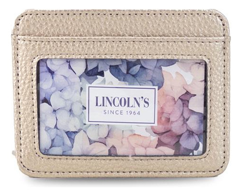Tarjetero De Dama Con Visor Al Frente 3 Tarjetas Lincolns Color Peltre Diseño De La Tela Liso
