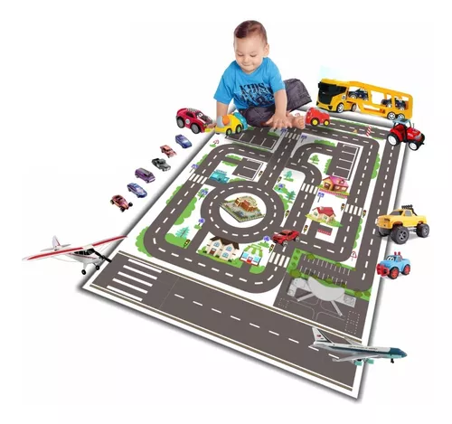 Tapete Infantil em lona Pista de Carros HOT WHEELS