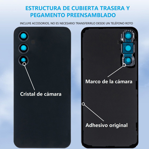 Tapa Trasera Para Samsung Galaxy A54 Con Cristal Cámara Negro