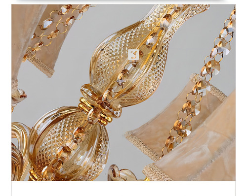 Lustre Luminária De Cristal Champanhe Luxo 6 Braços
