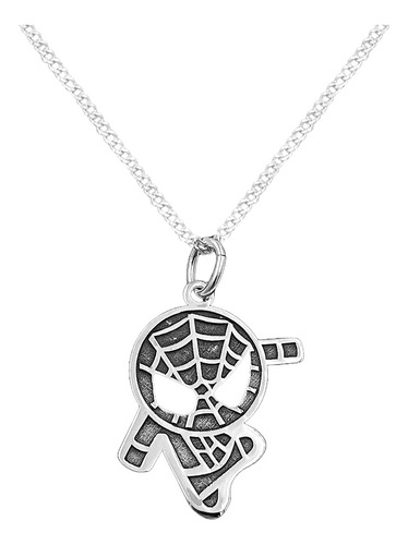 Dije Y Cadena Spiderman Caricatura Plata 925 Con Envio